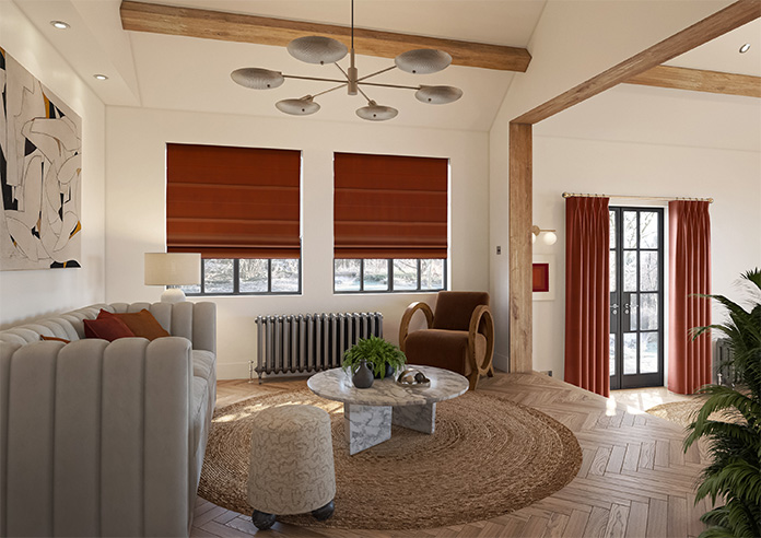 Ultra Luxe Velvet, Burnt Brick - Roman Blind - Image 6